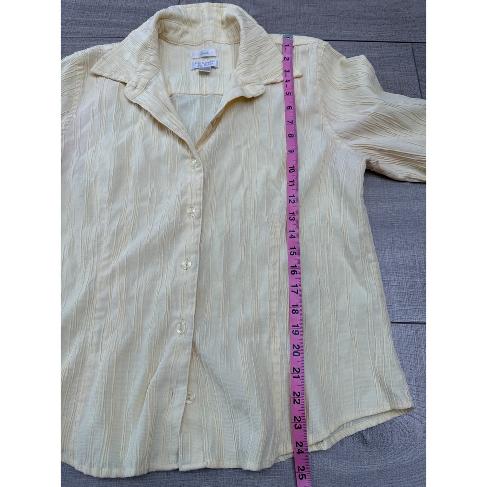 Christopher & Banks Textured Crinkle Button Up Blouse Yellow Size Large - Picture 6 of 6